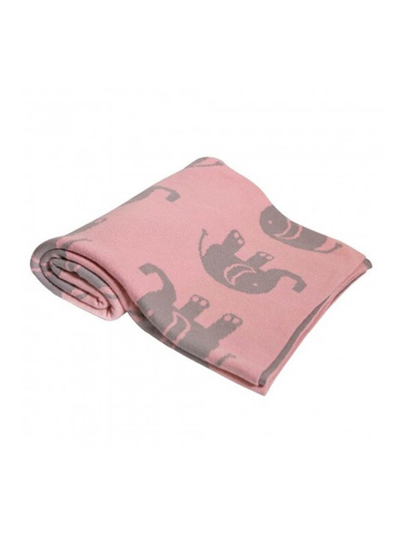 

Pluchi Indian Elephant Baby Blanket, Pink/Grey
