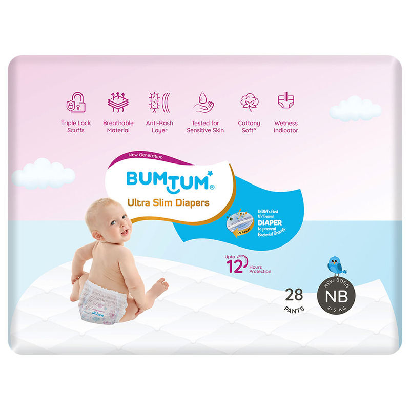 Bumtum Ultra slim Baby Pant Style Diapers, NB, 28 Count