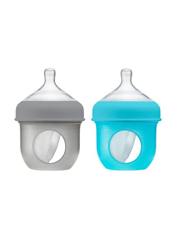 

Boon Nursh Silicone Bottle, 2 Pieces, 4oz, Blue/Grey