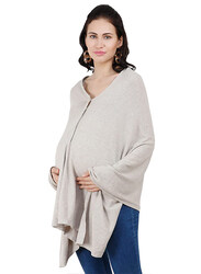 Nurtur 100% Cotton Knitted Maternity Poncho for Women, Regular, White