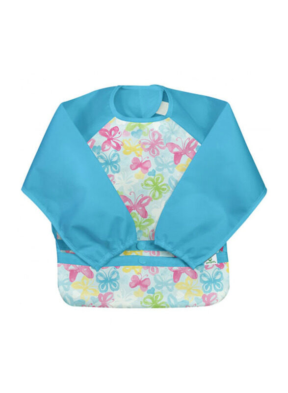 

Green Sprouts Snap & Go Easy-Wear Watercolor Butterflies Design Long Sleeve Bib, Aqua