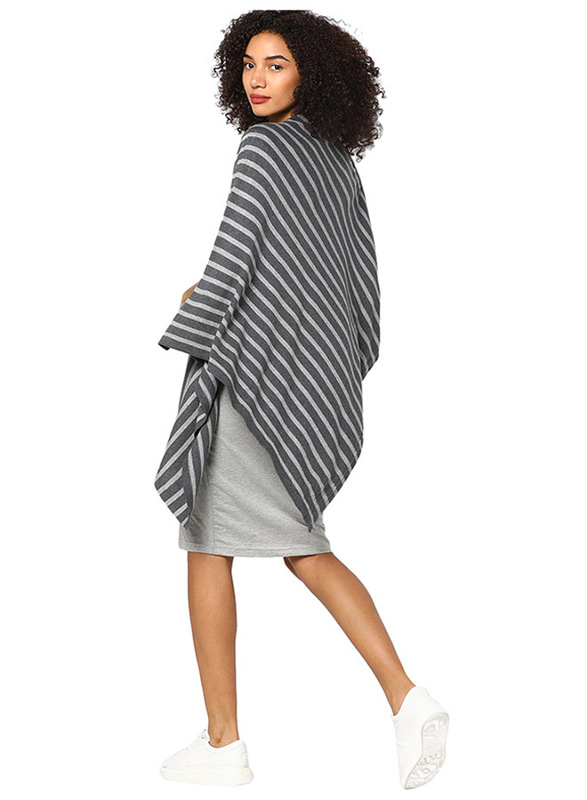 Pluchi Knitted Garnet Fashion/Maternity Poncho for Women, Grey