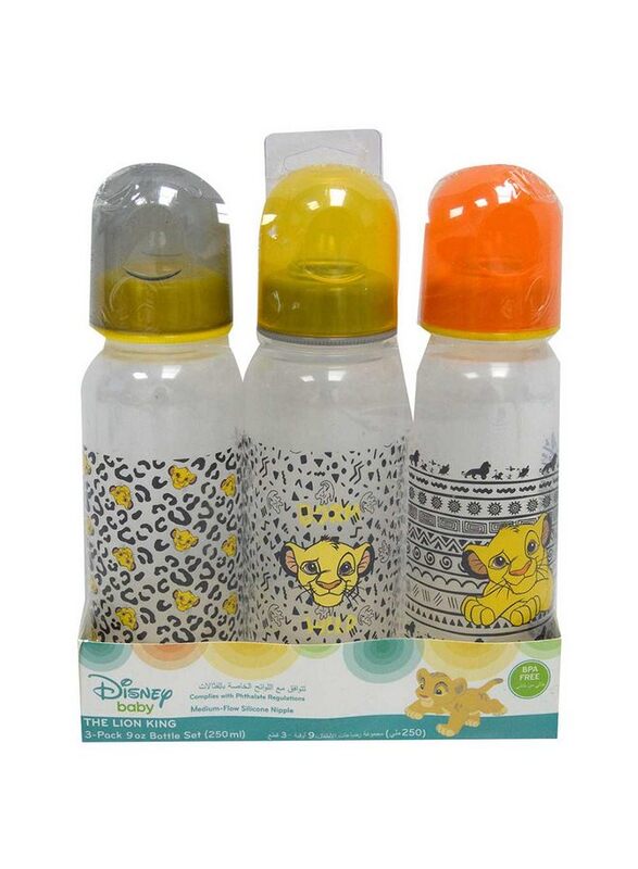 Disney 9oz Lion King Baby Feeding Bottle Pack of 3, Multicolour