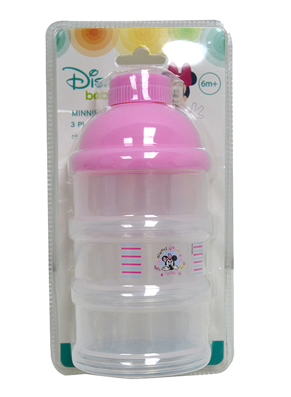 Disney 3-Layers Non-Spill Stackable Baby Feeding Dispenser Container, 0+ Months, Minnie Mouse, Pink