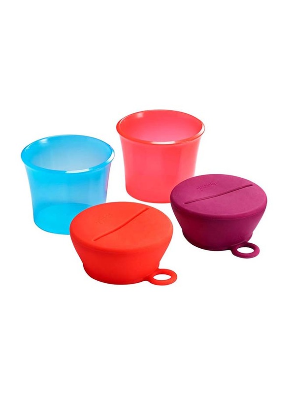 Boon Snug Snack Containers With Stretchy Silicone Lids, Multicolour