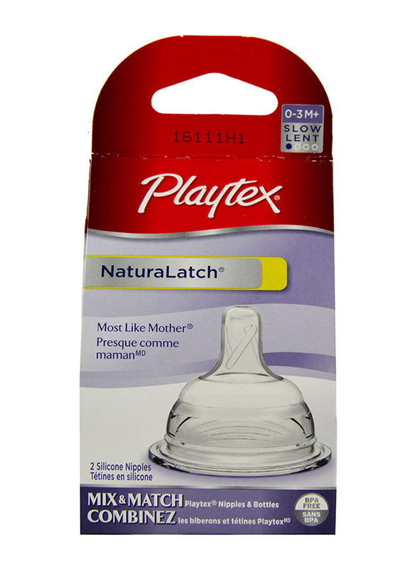 Playtex Baby NaturaLatch Nipple Slow Flow 2pc, Clear