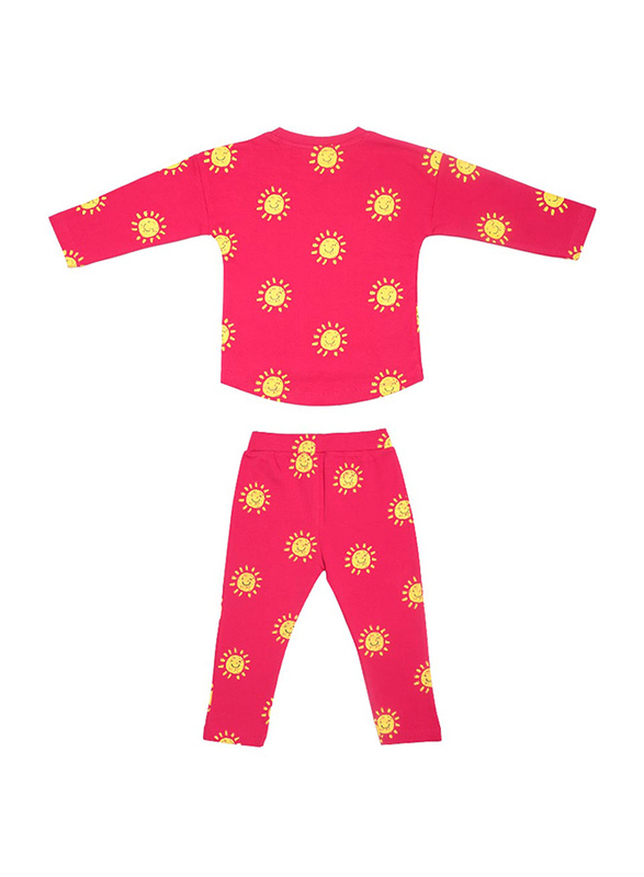 Aiko Infants Cute Smiles T-Shirt & Pyjama Set, 2 Piece, 6-12 Months, Pink
