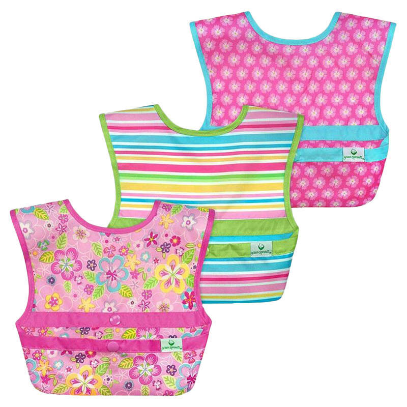 

Green Sprouts Snap & Go Easy Wear Flower Field Bibs, 3 Pieces, Pink