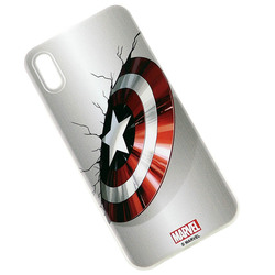 Marvel Apple iPhone X Captain America Printed Mobile Phone Case Cover, White