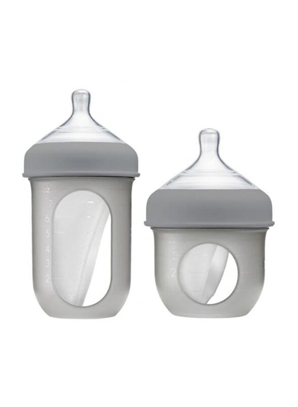 

Boon Nursh Silicone Feeding Bottle, 2 Pieces, 8oz + 4oz, Grey