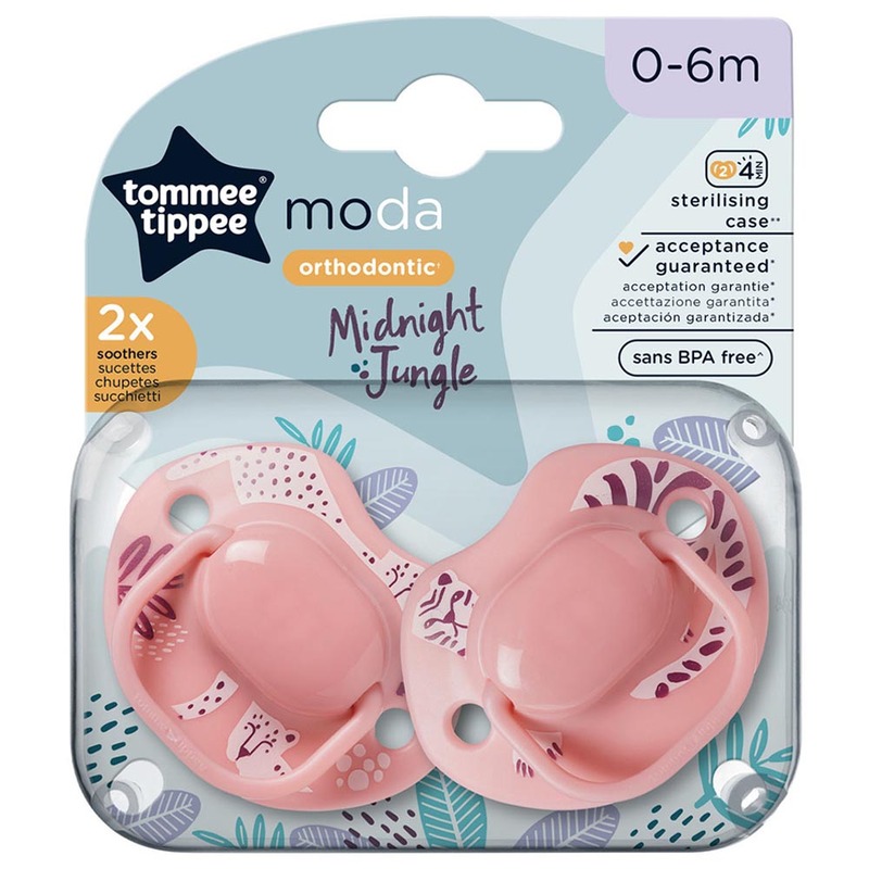 Tommee Tippee Moda Soother, 2 Pieces, Pink
