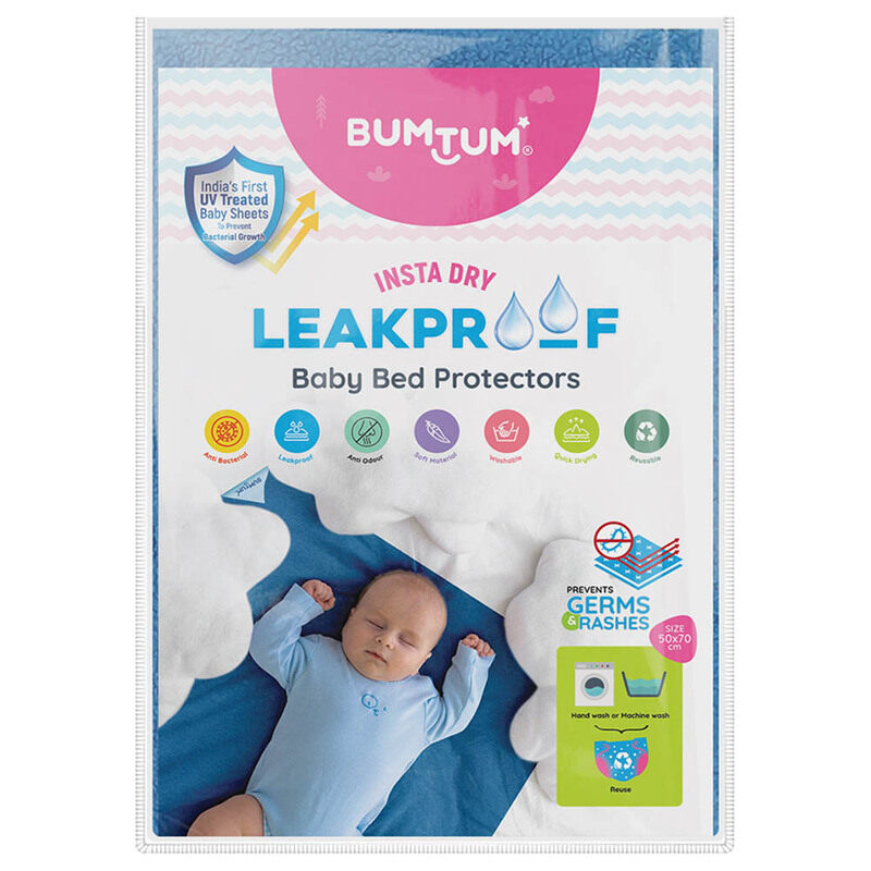 

Bumtum Quick Dry Reusable Hygiene Sheets, S, 50 x 70cm, Blue