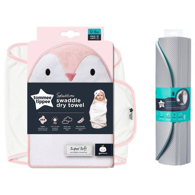 

Tommee Tippee Splashtime Newborn Swaddle & Rest Kneeler, 0-6 Months, White/Pink