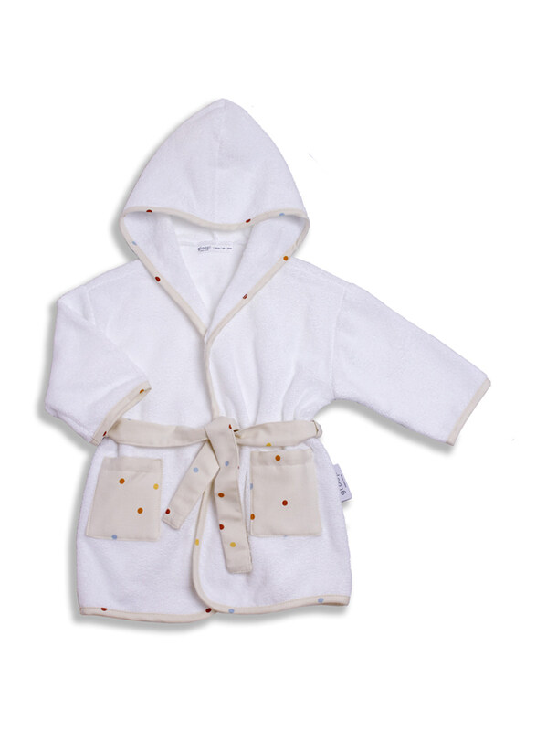 

Gloop Organic Cotton Coloured Confetti Bath Robe, 12-24 Months, White