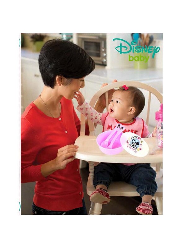 Disney Baby Feeding Bowl, Fork & Spoon Set, Pink