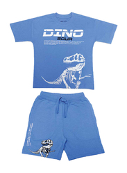 Aiko Cotton Boys Stylish Printed T-Shirt & Shorts Set, 7-8 Years, Blue