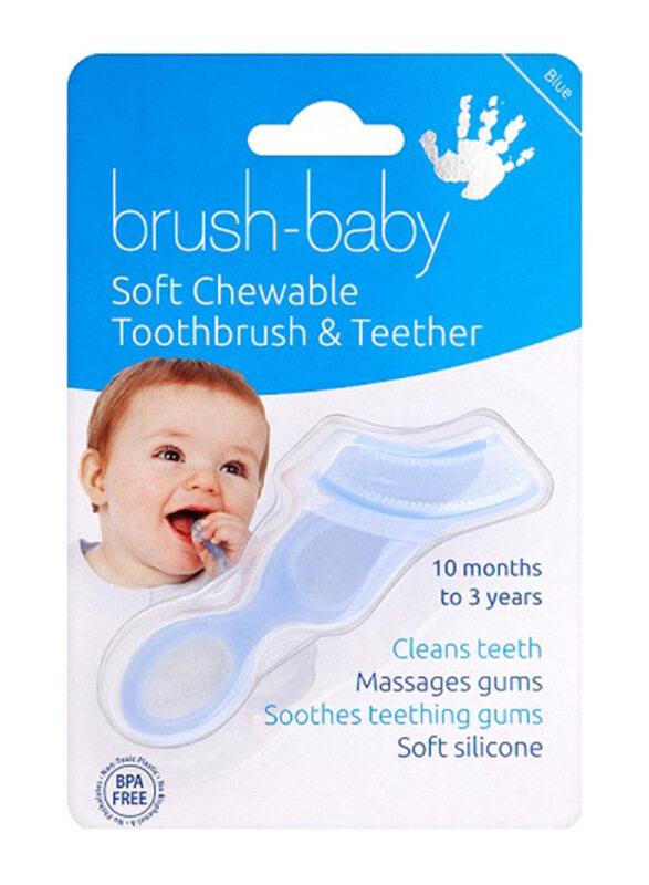 Brush Baby Soft Teether Brush For Babies & Toddlers, Blue