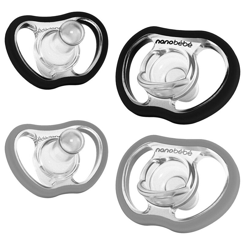 

Nanobebe Baby Active Pacifiers, 4 Pieces, Black/Grey