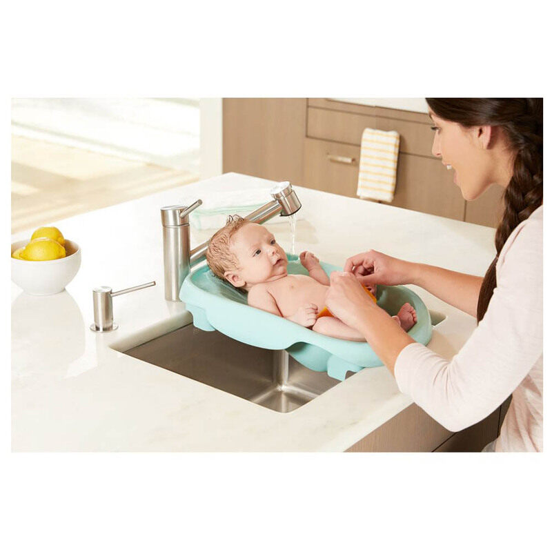 The First Years 4-in-1 Warming Comfort Bath Tub for Baby, Green/White