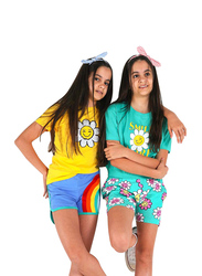 Aiko Short Sleeve T-Shirt with Shorts for Girls, 2 Pieces, 11-12 Years, Yellow