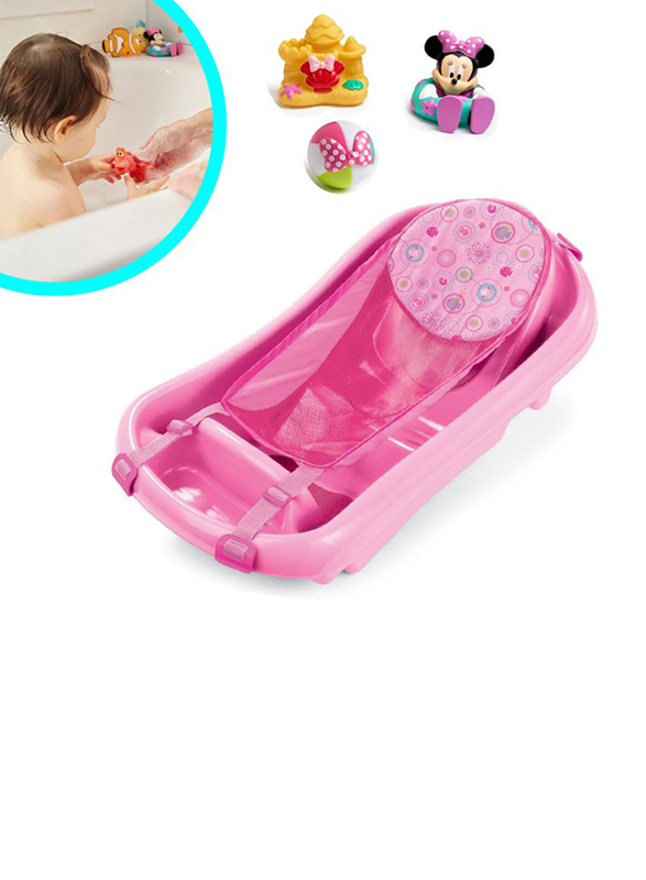 The First Years Sure Comfort Tub Pink + Minnie Bath Toys, 4 Pieces, Multicolour