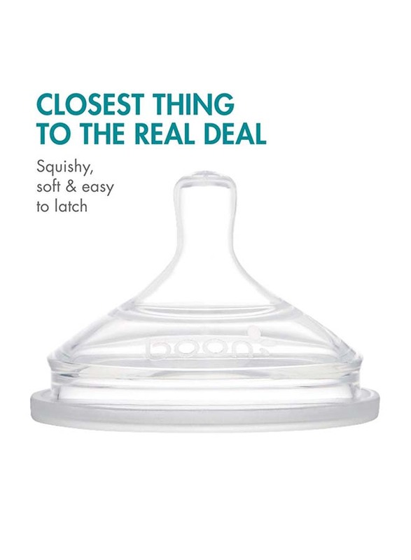 Boon Nursh Nipples Slow 0m+ Pack of 3, Clear