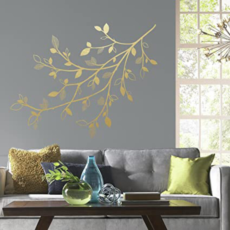 

Roommates Branch Peel & Stick Giant Wall Decals with 3D Leaves, Gold