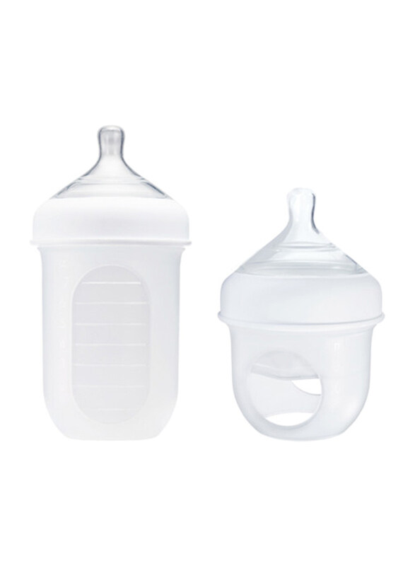 

Boon Nursh Baby Feeding Bottle, 8oz + 4oz, White