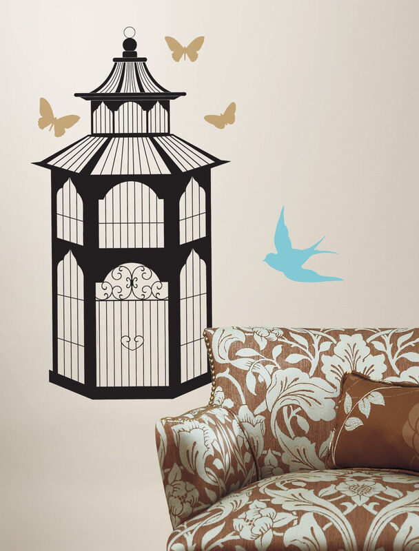 

Room Mates Decals Birdcage Peel & Stick Wall Decals, Black