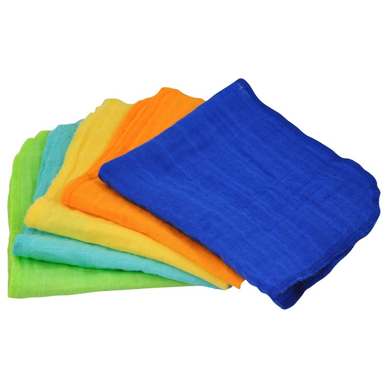 Green Sprouts Muslin Face Cloths, 5 Pieces, Blue