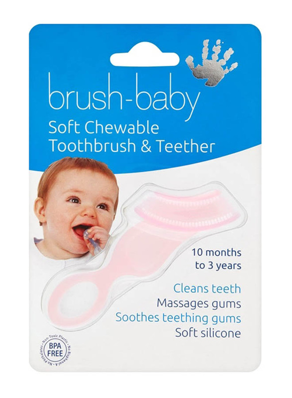 Brush Baby Soft Teether Brush For Babies And Toddlers, Pink