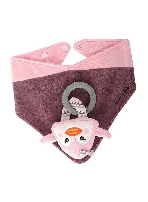 

Buddy Bib 3-in-1 Sensory Teething Toy & Bib Pinky Penguin, Pink