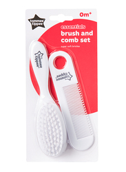 Tommee Tippee Essentials Brush & Comb for Newborn, 2 Pieces, White