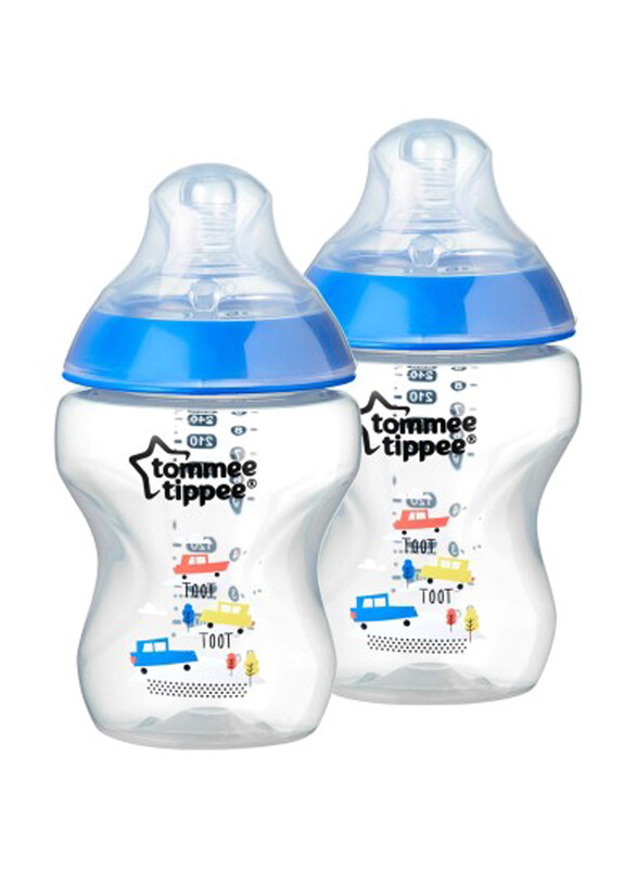 

Tommee Tippee Closer to Nature Feeding Bottles, 260ml, Pack of 2, Clear/Blue