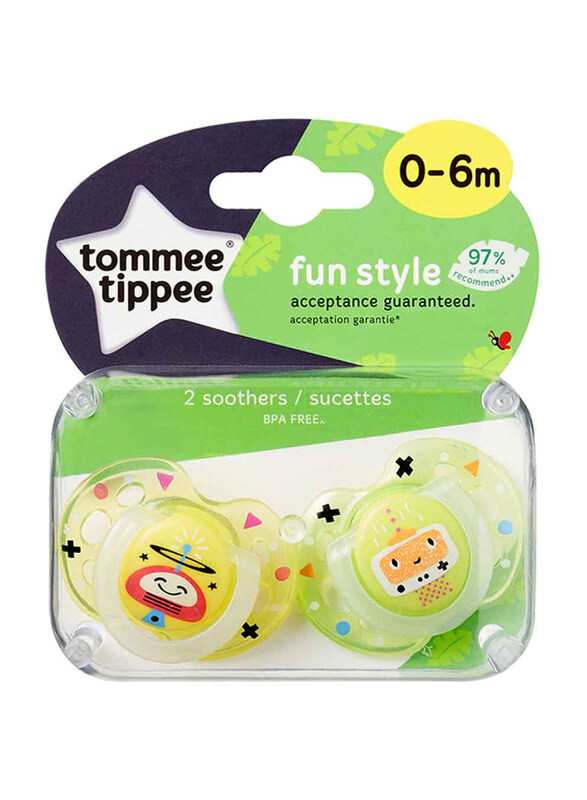 

Tommee Tippee Fun Style Green Robot Print Soother, 2 Pieces, Green