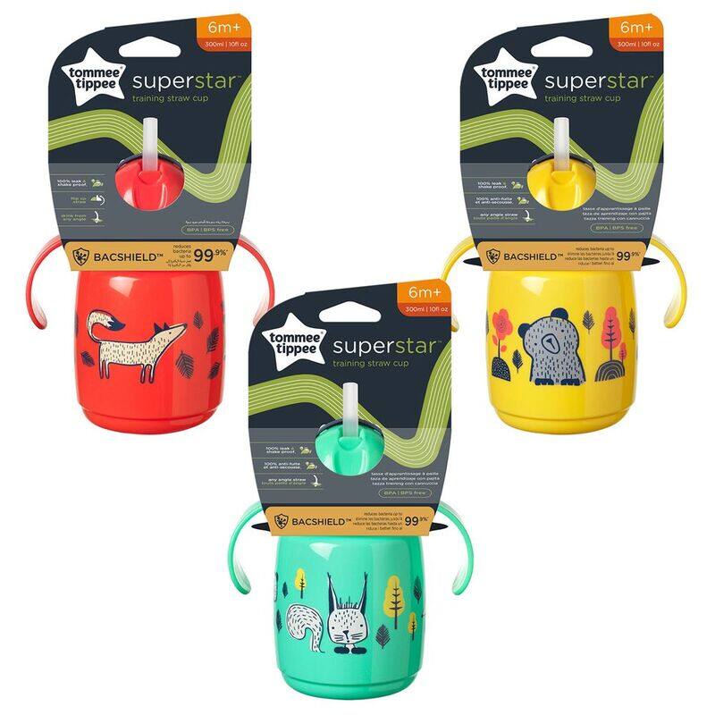 

Tommee Tippee Superstar Training Straw Cup, 3 x 300ml, 6+ Months, Multicolour
