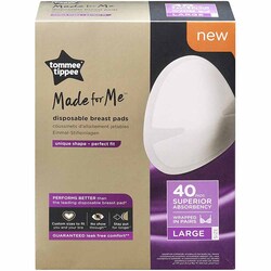 Tommee Tippee Made For Me Disposable Breast Pads, Large, 40 Piece, White