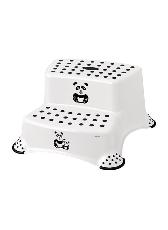 

Keeeper Panda Double Step Stool with Anti-Slip Function, White/Black
