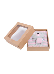 Pluchi Zoey Skinny Blanket with Bear Toy, Pink