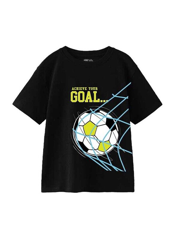 

Aiko Stylish Achieve Your Goal Boys T-Shirt, 5-6 Years, Black