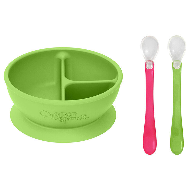 

Green Sprouts Learning Bowl & Feeding Spoons Set, Green/Pink