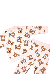 Aiko Girls Bear Sweat Top & Joggers Set, 2 Piece, 6-12 Months, Beige