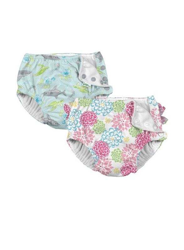 

Green Sprouts Snap Reusable Swimsuit Diaper, 12 Months, 2 Count, Multicolour