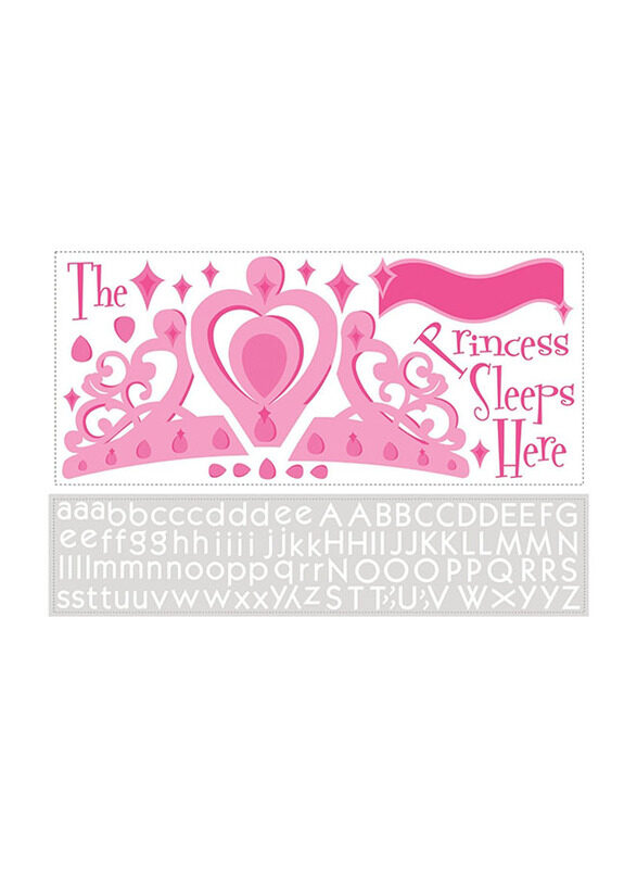 

Room Mates Decals The Princess Sleeps Here Giant Wall Decal with Alphabet, Pink