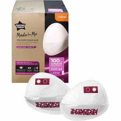 Tommee Tippee Made For Me Disposable Breast Pads, Large, 100 Piece, White