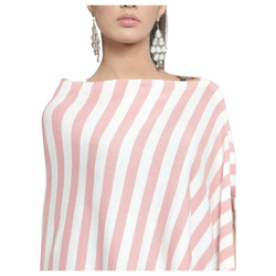 Pluchi Knitted Kia Fashion/Maternity Poncho for Women, Pink/White