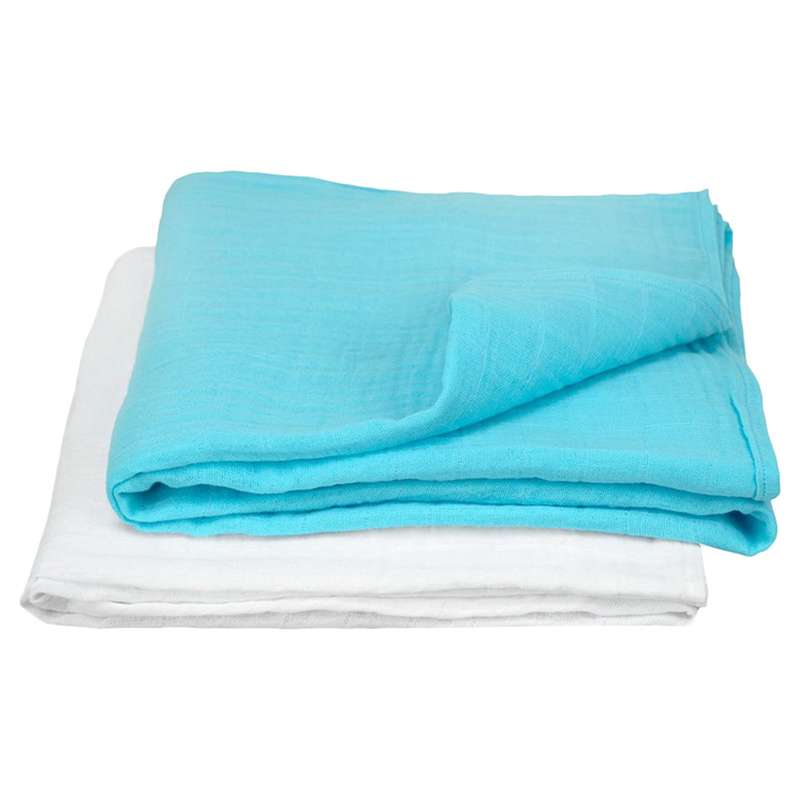 Green Sprouts 2 Piece Muslin Swaddle Blankets, Aqua