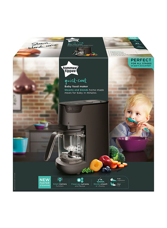 Tommee Tippee Quick Cook Baby Food Steamer Blender, Black