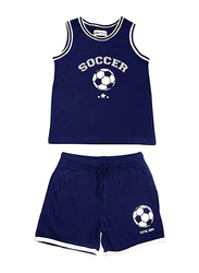 Aiko Cotton Soccer Sports Top & Bottom Set for Boys, 7-8 Years, Blue