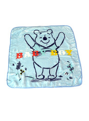 Disney Winnie the Pooh 2 Ply Blankets with Feeding Cushion for Baby's, Blue/White